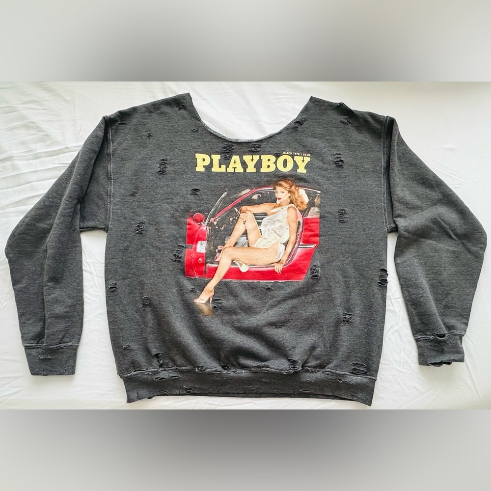 Distressed Playboy Graphic Sweatshirt